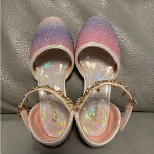 Glittery Pink and Purple Kids Dress Shoes